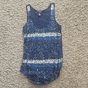 Rue21 Navy Sequin Stripe Tank Top